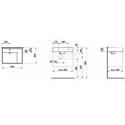 Umyvadlo Laufen Kartell By Laufen 60x46 cm otvor pro baterii, bez přepadu H8103340001111. technický nákres&nbsp;