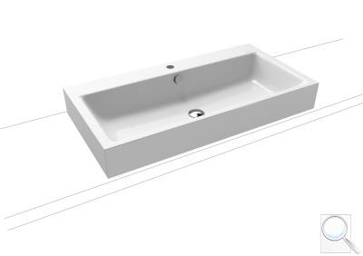 Umyvadlo na desku Kaldewei Puro 3158 90x46 cm alpská bílá otvor pro baterii uprostřed 900806013001. obr. 1