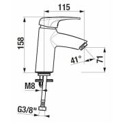 Umyvadlová baterie Jika Deep bez výpusti chrom H3111U80041201. Technický nákres