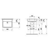 Umyvadlo Laufen Pro 55x48 cm bez otvoru pro baterii H8189510001091. technický nákres