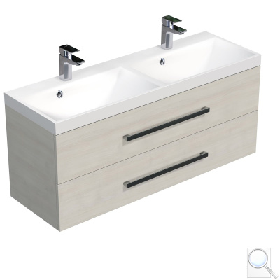 Koupelnová skříňka s dvojumyvadlem Naturel Cube Way 120x53x40 cm dub chamonix CUBE2120ZDC. 