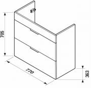Koupelnová skříňka pod umyvadlo Jika Tigo N 77x36,3x70,5 cm bílá H40J2154015001 (Technický nákres)