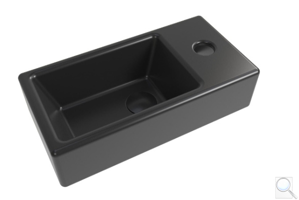 Umývátko SAT Brevis 40,5x20,5 cm černé otvor pro baterii vpravo SATBRE4020SRBKM. obr. 1