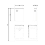 Zrcadlová skříňka Kolo Twins 50x70 cm MDF 88454000. Technický nákres&nbsp;
