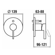 Vanová baterie Laufen KARTELL BY LAUFEN bez podomítkového tělesa chrom H3213360040001. technický nákres&nbsp;