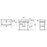 Nábytkové umyvadlo Laufen Pro S 85x46 cm otvor pro baterii uprostřed 1396.5.000.104.1. Technický nákres (ilustrační)&nbsp;