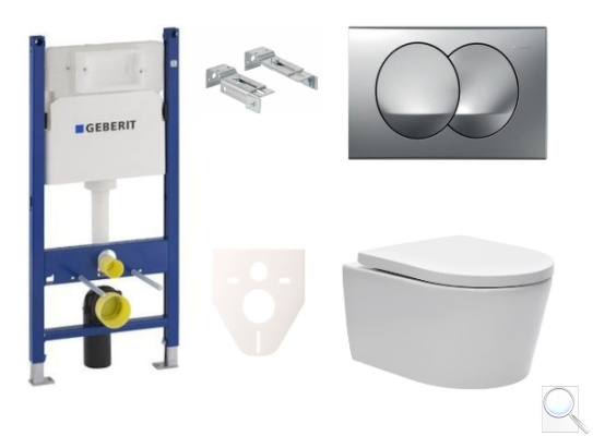Závěsný WC set Geberit do lehkých stěn / předstěnová montáž+ WC SAT Brevis SIKOGES7W72S. obr. 1