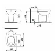 WC stojící Jika Lyra Plus spodní odpad H8253870000001. technický nákres 