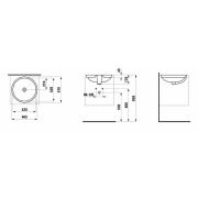 Zápustné umyvadlo Laufen Pro 47x47 cm bez otvoru pro baterii H8189610001091. Technický nákres&nbsp;