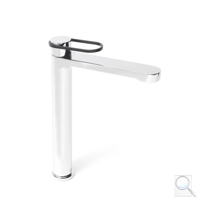 Vysoká umyvadlová baterie SAT Fusion bez výpusti páka kulatá černá SATBSFU285KPC. obr. 1