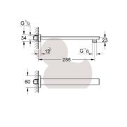 Sprchové rameno Grohe Rainshower chrom 27709000. Technický nákres&nbsp;