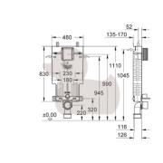 Nádržka pro zazdění k WC Grohe Uniset 38643001. Technický nákres 