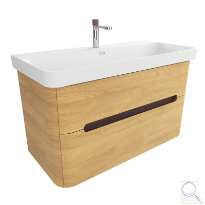 Koupelnová skříňka s umyvadlem SAT Fusion 97,5x53x45 cm dub medový mat SATFUSION2100DMMWB. obr. 1