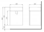 Koupelnová skříňka pod umyvadlo Kolo Twins 50x46x57 cm grafit stříbrný 89484000 (technický nákres)