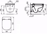 WC s prkénkem softclose závěsné Ideal Standard Testra zadní odpad SIKOSIST3503 (Technický nákres)