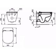 WC s prkénkem softclose závěsné Ideal Standard Testra zadní odpad SIKOSIST3503 (Technický nákres)