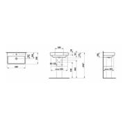 Umyvadlo Laufen Pro 60x38 cm bez otvoru pro baterii H8189590001091. technický nákres&nbsp;