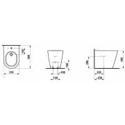 Bidet Laufen Kartell By Laufen stojící, vnitřní přívod H8323310003021. Technický nákres 