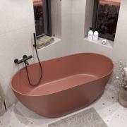 Volně stojící vana SAT Aula 160x78,7 cm litý mramor levá i pravá růžová SATAULA1600P. &nbsp;(7)