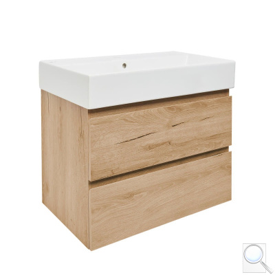 Koupelnová skříňka 2zásuvková s umyvadlem SAT B-Way 79x50x45 cm dub mat BWAY280OAKU2BI. obr. 1