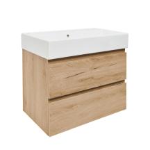 Koupelnová skříňka 2zásuvková s umyvadlem SAT B-Way 79x50x45 cm dub mat BWAY280OAKU2BI