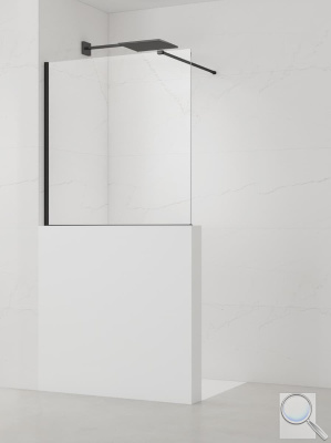 Sprchová zástěna SAT Walk-in 100x100 cm na sníženou příčku černá SATBWIS100PRC. obr. 1