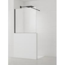 Sprchová zástěna SAT Walk-in 100x100 cm na sníženou příčku černá SATBWIS100PRC