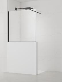 Sprchová zástěna SAT Walk-in 100x100 cm na sníženou příčku černá SATBWIS100PRC