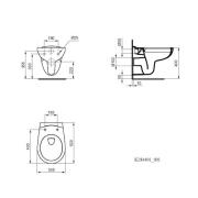 WC závěsné Ideal Standard Eurovit zadní odpad K284401. Technický nákres&nbsp;