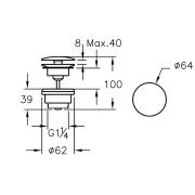 Průtočná zátka Vitra W.Jewels 5/4, měď A4514826EXP. Technický nákres