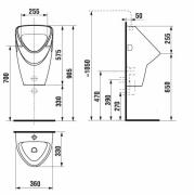 Pisoár závěsný Jika Livo zadní odpad H8402010000001. Technický nákres&nbsp;