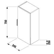 Koupelnová skříňka nízká Jika Cube 34,5x25x75 cm bílá H4537111763001. Technický nákres&nbsp;
