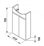 Koupelnová skříňka pod umyvadlo Jika Tigo N 41,8x16,6x70,5 cm jasan H40J2112005141 (Technický nákres)