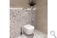 Koupelna Ravak - SIKO-koupelna-terrazzo-v-minimalismu-v-bile-a-bezove-se-stojici-vanou-Ravak-002