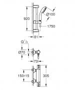 Termostat Grohe Grohtherm 800 s termostatickou baterií chrom 34566001 (Technický nákres)