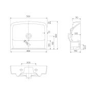 Nábytkové umyvadlo Kolo Rekord 50x38 cm otvor pro baterii uprostřed K91952000. Technický nákres 2&nbsp;