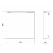 Zrcadlo s osvětlením Keramia Pro 80x80 cm bílá PROZRCK80IP. Technický nákres 