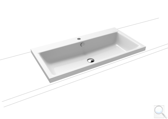 Umyvadlo na desku Kaldewei Puro 3155 90x46 cm alpská bílá otvor pro baterii uprostřed 900506013001. obr. 1