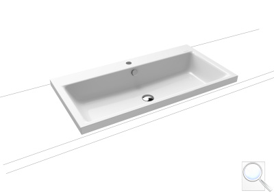 Umyvadlo na desku Kaldewei Puro 3155 90x46 cm alpská bílá otvor pro baterii uprostřed 900506013001. obr. 1