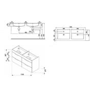Koupelnová skříňka s dvojumyvadlem Jika Plan 120x44,1x62,2 cm bílá H4536621763001. Technický nákres 