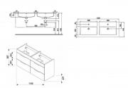 Koupelnová skříňka s dvojumyvadlem Jika Plan 120x44,1x62,2 cm bílá H4536621763001 (Technický nákres)