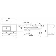 Nábytkové umyvadlo Laufen Living City 100x46 cm bez otvoru pro baterii H8184320001091. Technický nákres 