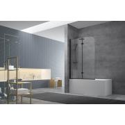 Vanová zástěna SAT 150x105 cm chrom nebo černá. Provedení černá obr. 1 (kód:  SATVZSK105C)&nbsp;