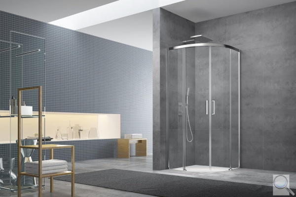 Sprchový kout čtvrtkruh 80x80 cm, 90x90 cm, 100x100 cm, bezbariérový vstup, chrom SAT TEX BB.