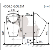 Pisoár závěsný Jika Golem zadní odpad H8430600000001. technický nákres 