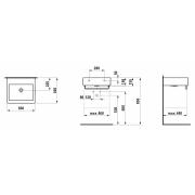 Umyvadlo Laufen Living City 50x46 cm bez otvoru pro baterii H8174310001091. Technický nákres&nbsp;