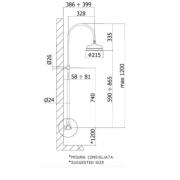 Sprchový systém Paffoni Ricordi bez baterie chrom ZCOL100. Technický nákres&nbsp;