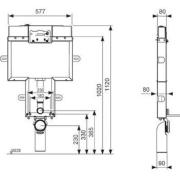 Nádržka pro předstěnovou montáž k WC Tece Box 9.370.008. Technický nákres 