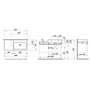 Nábytkové umyvadlo Laufen Living City 100x46 cm bez otvoru pro baterii H8184310001091. Technický nákres 