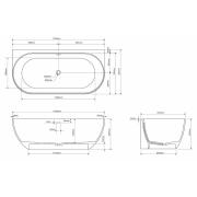 Volně stojící vana ke zdi SAT Lesly 170x82 cm litý mramor LE1700. obr. 8